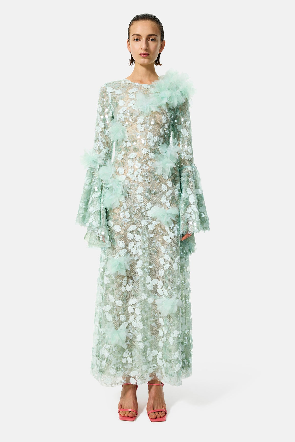 green carnation sequin gown Romance Was Born