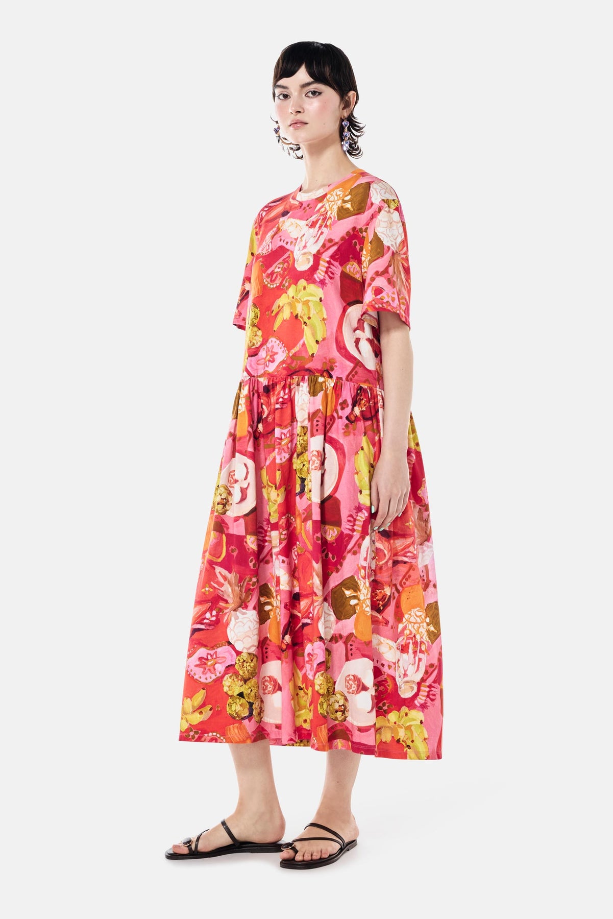 pink banana dress FARM Rio - Pink Banana Leaves V Neck Mini Dress